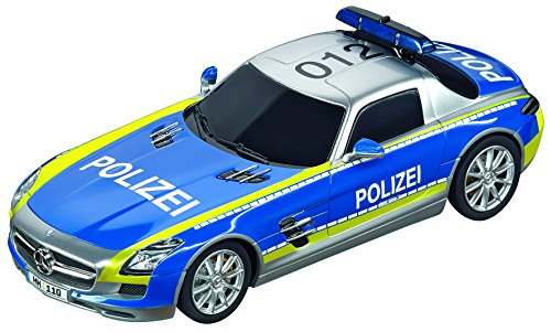 Carrera-Digital 132 Coche Miniatura Mercedes-SLS AMG Polizei, Color Azul y Plateado (20030793)
