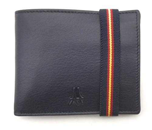Cartera Billetera para Hombre en Piel con Bandera de España en Cierre Elástico (Múltiples Ranuras + ID) Compartimento(s) para Billetes. Made in Spain. (Azul Marino) Cartera Billetera para Hombre en Piel con Bandera de España en Cierre Elástico (Múltiples Ranuras + ID) Compartimento(s) para Billetes. Made in Spain. (Azul Marino)