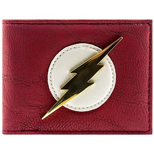 Cartera de DC Comics Flash Insignia de Oro Brillante Rojo