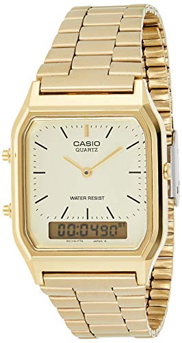 Casio Collection AQ-230GA-9DMQYES, Reloj Cuadrado, Unisex, Acero Inoxidable, Oro (Amarillo)