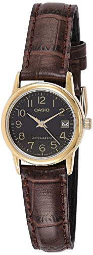 Casio #LTP-V002GL-1B - Reloj de pulsera para mujer, correa de piel dorada, dial fácil de leer, dial con fecha. Casio #LTP-V002GL-1B - Reloj de pulsera para mujer, correa de piel dorada, dial fácil de leer, dial con fecha.