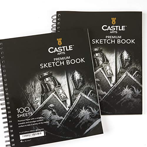 Castle Art Supplies cuadernos para bocetos (paquete de 2 blocs para bocetos 9x12), 200 hojas de papel para bocetos ideal para dibujar y usar para útiles escolares, sin ácidos y con un precio excelente