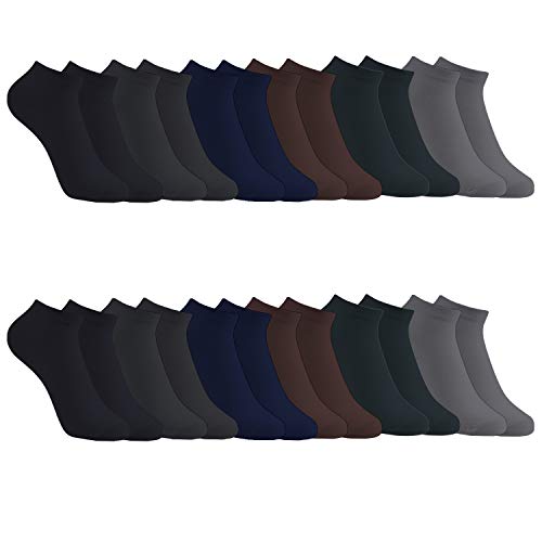 Caudblor 12 Pares Show calcetines de corte bajo de algodón para hombres y mujeres, blanco / gris / negro (Hombre, DARK) Caudblor 12 Pares Show calcetines de corte bajo de algodón para hombres y mujeres, blanco / gris / negro (Hombre, DARK)