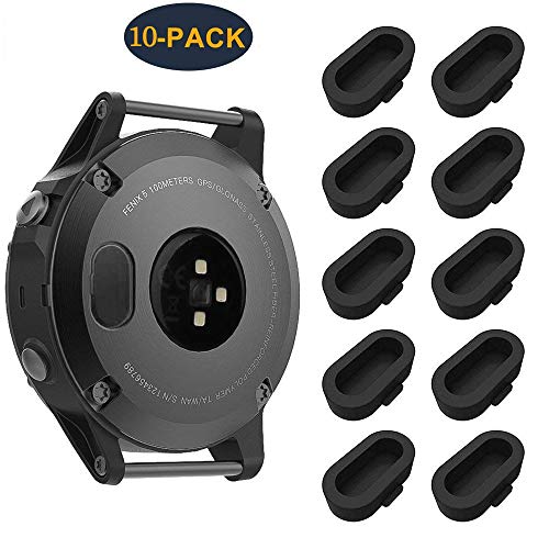 CAVN 10PCS Tapones de Polvo Compatible con Garmin Fenix 5 5S 5X 6 6S 6X/Vivoactive 4,4s,3 /Music/Instinct/Forerunner 935,945,45,245, Cargador de Silicona Suave