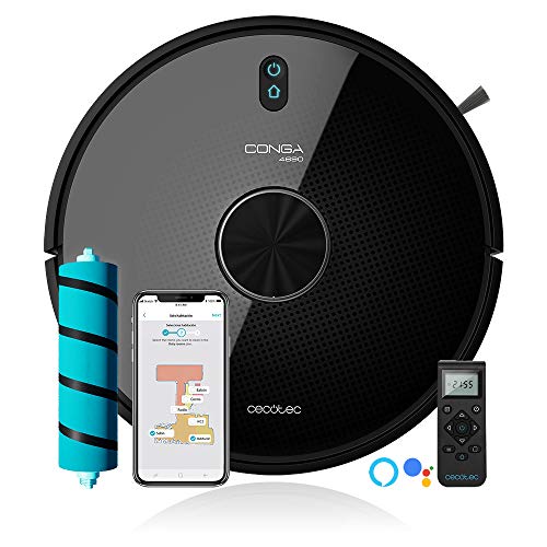 Cecotec Robot aspirador y fregasuelos Conga 4690 Ultra, Tecnología Láser, Aspira, Friega, Barre y Pasa la mopa, RoomPlan, Sensor óptico, APP Control, 2700 Pa, 10 Modos, 2 Tanques, Mando a distancia Cecotec Robot aspirador y fregasuelos Conga 4690 Ultra, Tecnología Láser, Aspira, Friega, Barre y Pasa la mopa, RoomPlan, Sensor óptico, APP Control, 2700 Pa, 10 Modos, 2 Tanques, Mando a distancia