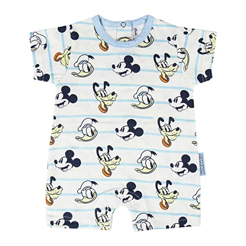 Cerdá Pelele Niño de Disney-Mickey Mouse, Donald y Pluto Juego de Pijama, Blanco, 6 Meses para Bebés