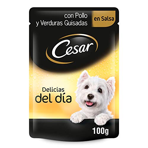 Cesar Bolsitas de Comida Húmeda para Perros en Salsa, Sabor Pollo y Verdura (Pack de 24 x 100g)