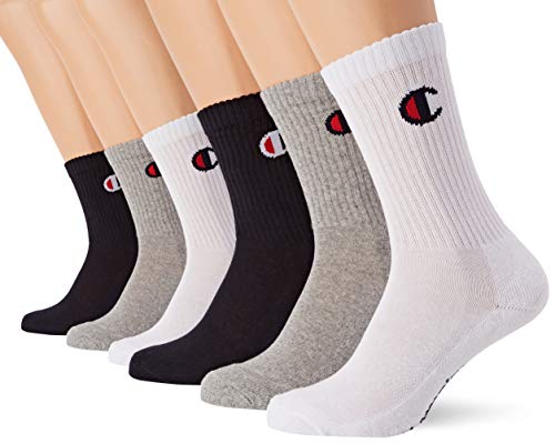 Champion LEGACY CREW SOCKS X6 Calcetines de Deporte, Multicolor (BLUE MARINE/BLANC/GRIS 97Y), 39-42 (Pack de 6) Unisex-Adulto