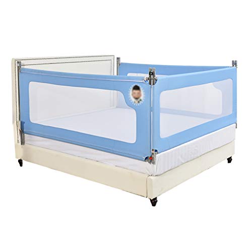 CHANG-dq Valla para bebé, anticaída, cama grande, cuatro lados, evita la protección del medio ambiente, valla de seguridad para la cama, 1,5 a 2 m, tela, azul, 180*200CM