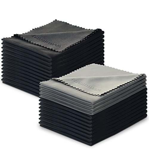 Charm & Magic Microfibra Paños de Limpieza para Todo Tipo de Pantallas - Conjunto de 24 nidades(20 Negro+ 4 Gris)