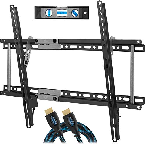 Cheetah Mounts APTMM2B - Soporte de pared para TV de 20-80", VESA Máxima 600, Carga Máxima 75 Kg Máximo, con cable HDMI con Ethernet de 3 metros y Nivel Magnético con 3 Burbujas de 15 Centimetros