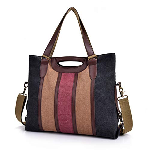 CHEREEKI Bolsos de Mujer, Bolso para Mujer Grande a Rayas de Lona Bolsos para Viajes Escolares de Negocios (Multicolor-2) CHEREEKI Bolsos de Mujer, Bolso para Mujer Grande a Rayas de Lona Bolsos para Viajes Escolares de Negocios (Multicolor-2)