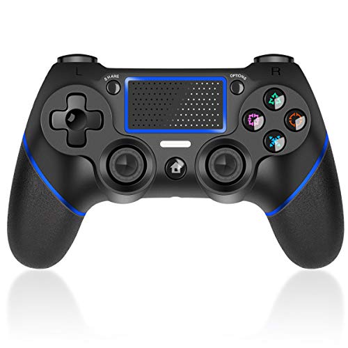 CHEREEKI Mando para PS4, Mando Inalámbrico para PS4 / PS4 Pro / PS4 Slim, Gamepad Wireless Bluetooth Controlador Joystick con Pantalla Táctil de Vibración Dual de Seis Ejes (Azul)