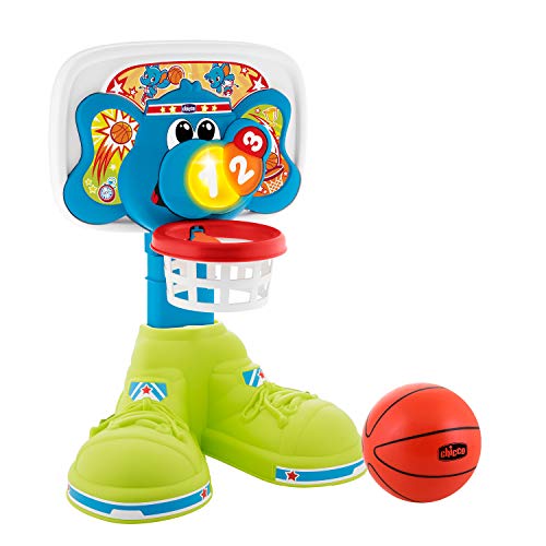 Chicco Bascket 123 - Divertida canasta de baloncesto infantil con diferentes formas de juego, luces y melodías - incluye pelota