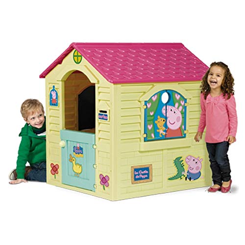 Chicos Peppa Pig Casita Infantil de Exterior, Color Amarilla con tejado Rosa (La Fábrica de Juguetes 89503)