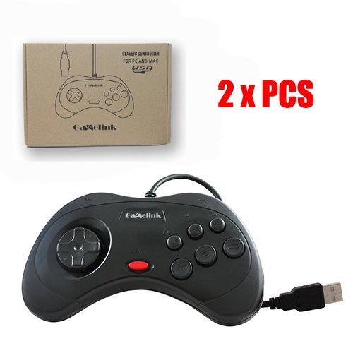 Childhood Gamelink Cojín clásico de la alegría del regulador del USB del estilo de 2PCS para Saturn PC y negro del MAC