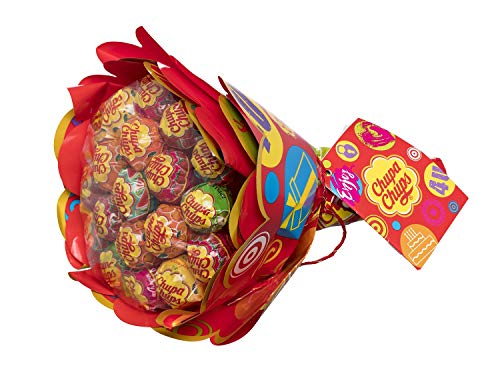 Chupa Chups Original, Caramelo con Palo de Sabores Variados, Flower Bouquet de 19 unidades de 12gr. (Total 228 gr.)