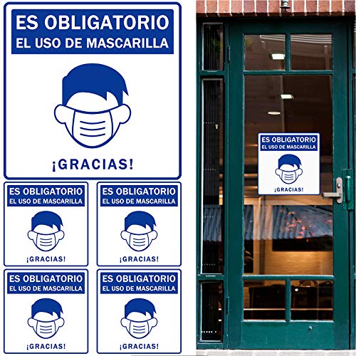 Cinsey 5pack Señal Adhesiva Vinilo Antideslizante de Etiquetas de ES OBLIGATORIO EL Uso DE MASCARILLA (25.4cm*25.4cm) Cinsey 5pack Señal Adhesiva Vinilo Antideslizante de Etiquetas de ES OBLIGATORIO EL Uso DE MASCARILLA (25.4cm*25.4cm)