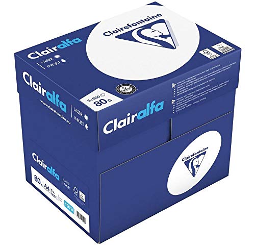 Clairefontaine Clarialfa - Papel de impresión (500 hojas, 80 g, A4, 5 unidades), color blanco Clairefontaine Clarialfa - Papel de impresión (500 hojas, 80 g, A4, 5 unidades), color blanco
