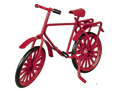 Classics by Handley House Casa de Muñecas Rojo Metal Bicicleta Bicicleta Miniatura 1:12 Escala Accesorio de Jardín Pequeño