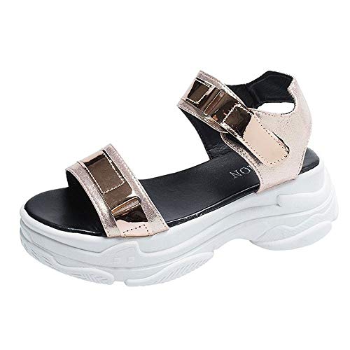 COCNI Las mujeres del ocio de verano sandalias de moda boca de los pescados punta abierta sandalias de la plataforma Zapatos de mujer salvaje sandalias del mollete Zapatos Cuñas Beach simples zapatill