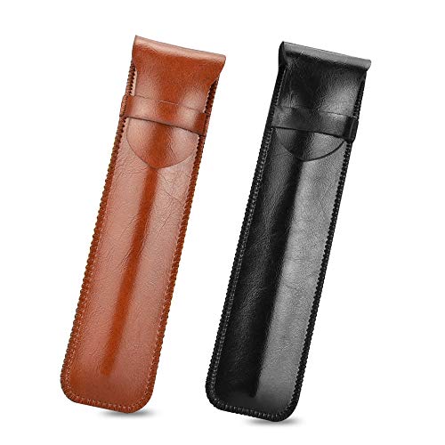 CODIRATO 2 PCS Estuche de Cuero PU Cuero Lapicera Poseedor Estuche para Bolígrafo Portátil Estuche Protector para Bolígrafos, Lápiz Óptico (Marrón y Negro) CODIRATO 2 PCS Estuche de Cuero PU Cuero Lapicera Poseedor Estuche para Bolígrafo Portátil Estuche Protector para Bolígrafos, Lápiz Óptico (Marrón y Negro)