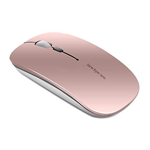 Coener Ratón Inalámbrico Recargable, Mouse Wireless 2.4G Mute de Mouse Inalambrico, Ultra Delgado,1600 dpi Ajustable para Portatil/Computadora/Windows/Linux/Vista/PC/Mac (Oro Rosa)