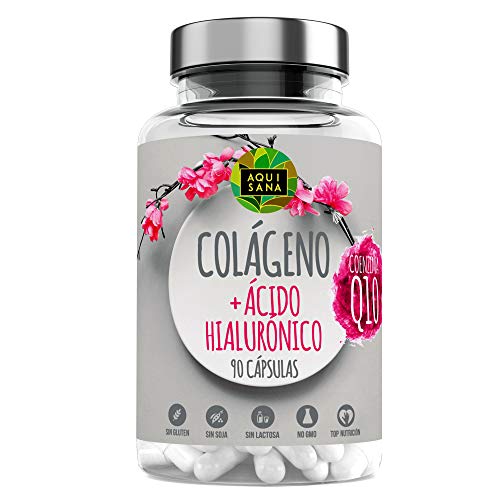Colágeno Marino Con Ácido Hialurónico |Colágeno Con Vitamina C + Q10 |Suplemento Para Una Piel Radiante y Un Buen Mantenimiento las Articulaciones| 90 Cápsulas – Aquisana