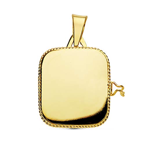 Colgante de mujer Portafotos (guardapelo) Cuadrado Liso Oro 18 Kilates 21 MM Colgante de mujer Portafotos (guardapelo) Cuadrado Liso Oro 18 Kilates 21 MM