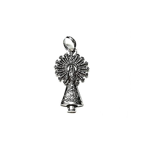 Colgante Plata Ley 925M 35mm. Medalla Virgen Pilar Unisex