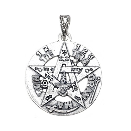 Colgante Plata Ley 925M Tetragramatón 21mm. Amuleto Estrella Protección Esotérico Parte Trasera Lisa