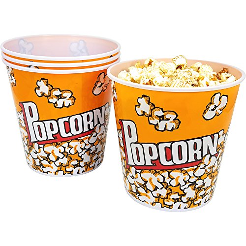 com-four® 4X Cubo de Palomitas para el Cine en casa - Bol de Palomitas de maíz, Cada uno con una Capacidad de 2,8 litros (04 Piezas)