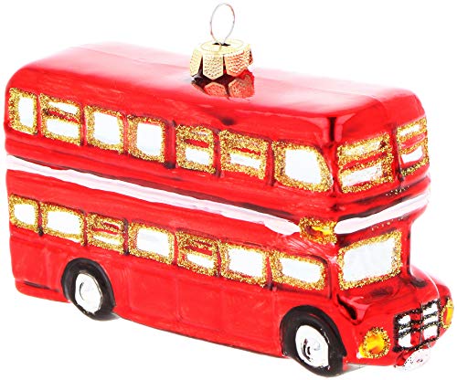 com-four® Adornos navideños London Bus - Bolas navideñas de Vidrio auténtico - Bolas navideñas para el árbol navideño (1 Pieza - autobús de Londres)