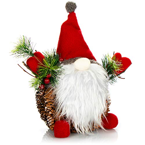com-four® Figura de Papá Noel tamaño XL, Figura de Papá Noel de Invierno con piñas, Adornos navideños, magníficos Adornos de Mesa para Adviento (Santa XL Rojo Verde)