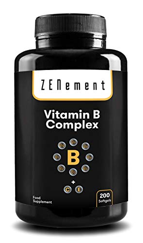 Complejo de Vitaminas B, 200 Perlas | Ocho Vitaminas B (B1, B2, B3, B5, B6, B12, Biotina y Ácido Fólico) + Vit. C y E | Mejora la energía, el estado de ánimo y la salud general | de Zenement Complejo de Vitaminas B, 200 Perlas | Ocho Vitaminas B (B1, B2, B3, B5, B6, B12, Biotina y Ácido Fólico) + Vit. C y E | Mejora la energía, el estado de ánimo y la salud general | de Zenement