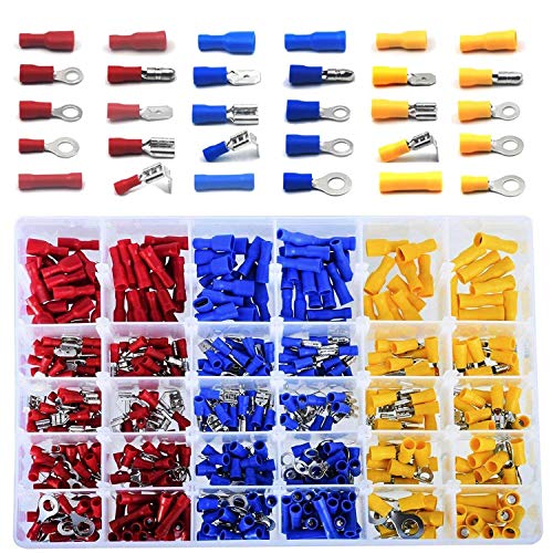 Conectores Eléctricos, 480 piezas Terminales Faston Aislados Eléctricamente, Se Incluyen Anillo, Bala, Pala, Terminal de Empalme y PiggyBack Conectores Eléctricos, 480 piezas Terminales Faston Aislados Eléctricamente, Se Incluyen Anillo, Bala, Pala, Terminal de Empalme y PiggyBack