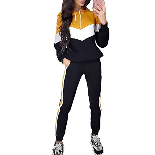 Conjunto de Dos Piezas para Mujer Raya Colorblock Trajes de Chándal Sudadera con Capucha de Manga Larga Sudadera y Pantalones Largos Joggers Suit Lounge Sweatsuit Conjunto de Dos Piezas para Mujer Raya Colorblock Trajes de Chándal Sudadera con Capucha de Manga Larga Sudadera y Pantalones Largos Joggers Suit Lounge Sweatsuit