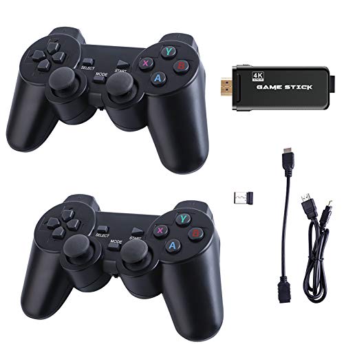 Controlador de Joystick inalámbrico para Juegos, Consola de Videojuegos de Doble Jugador HDMI 4K Game Stick, 32 / 64GB, 3000/10000 Juegos Gratis con Controlador inalámbrico 2.4G, 64 bit