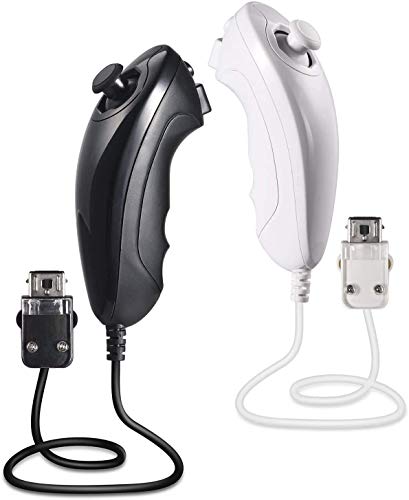 Controlador Tina @ Wii Nunchuck, 2 paquetes de repuesto para controlador Nunchuk para consola Wii y Wii U (blanco / negro) Controlador Tina @ Wii Nunchuck, 2 paquetes de repuesto para controlador Nunchuk para consola Wii y Wii U (blanco / negro)
