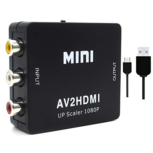 Convertidor de video RCA a HDMI, 1080P AV a HDMI, adaptador CVBS compuesto compatible con PAL/NTSC con cable USB para PC, portátil, Xbox, PS3, TV, STB, VHS VCR, cámara DVD Convertidor de video RCA a HDMI, 1080P AV a HDMI, adaptador CVBS compuesto compatible con PAL/NTSC con cable USB para PC, portátil, Xbox, PS3, TV, STB, VHS VCR, cámara DVD