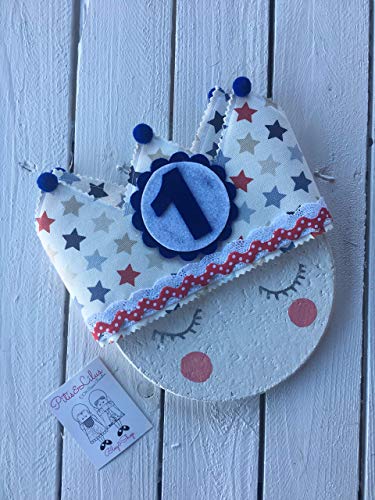 CORONA PERSONALIZADA TELA CUMPLEAÑOS INFANTIL NIÑO DE ESTRELLAS MULTICOLOR Y NÚMEROS 1 AL 9 AZULES INCLUIDOS ENTREGA 1 O 2 DÍAS CORONA PERSONALIZADA TELA CUMPLEAÑOS INFANTIL NIÑO DE ESTRELLAS MULTICOLOR Y NÚMEROS 1 AL 9 AZULES INCLUIDOS ENTREGA 1 O 2 DÍAS