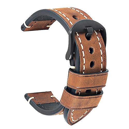 Correa Reloj Hebilla Negra Cuero Crazy Horse Pulsera los Hombres Reemplazo Clásico de la Vendimia Panerai Aplicable Todo Tipo Deportivo 26mm Marrón Correa Reloj Hebilla Negra Cuero Crazy Horse Pulsera los Hombres Reemplazo Clásico de la Vendimia Panerai Aplicable Todo Tipo Deportivo 26mm Marrón
