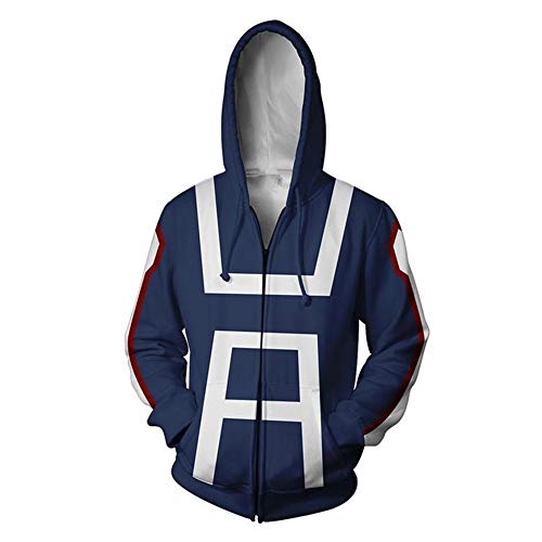 COSAUG Sudadera con Capucha y Cremallera My Hero Academia con el símbolo de la Escuela Secundaria de la UA,tamaño S COSAUG Sudadera con Capucha y Cremallera My Hero Academia con el símbolo de la Escuela Secundaria de la UA,tamaño S