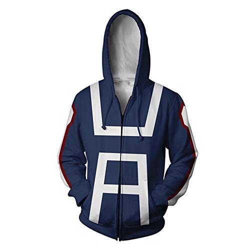 COSAUG Sudadera con Capucha y Cremallera My Hero Academia con el símbolo de la Escuela Secundaria de la UA,tamaño S