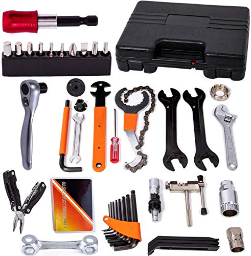 COZYROOMY Kit herramientas reparación bicicletas - Caja herramientas bicicletas con trinquete accionamiento reversible, herramienta cadena, herramienta neumáticos bicicleta, llave pedal, etc. COZYROOMY Kit herramientas reparación bicicletas - Caja herramientas bicicletas con trinquete accionamiento reversible, herramienta cadena, herramienta neumáticos bicicleta, llave pedal, etc.