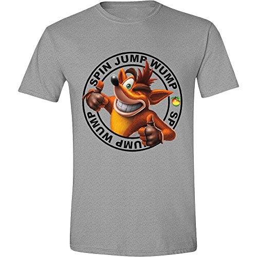 Crash Bandicoot: Jump Wump Crash Grey Melange (T-Shirt Unisex Tg. XL)