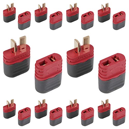 Crazepony-UK 20 Pcs Upgraded T Plug Connectors Deans Style with Protection Cover for RC LiPo Battery Motor ESC Controller of RC Car Plane (10 Male Connectors and 10 Female Connectors)