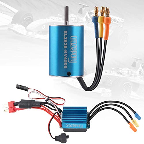 Crazepony-UK BL2838 4500KV Sensorless Brushless Motor and 35A ESC Electric Speed Controller Motor ESC Combo for 1:16 1:18 RC Car Blue