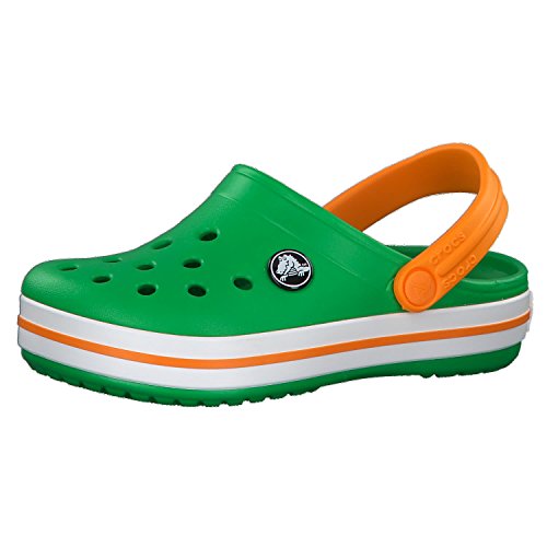 Crocs Crocband Clog Kids, Zuecos Unisex niños, Verde (Grass Green/White/Blazing Orange), 20/21 EU