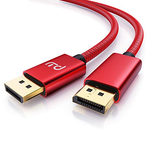 CSL - Cable DisplayPort de 8 k (3 m, DisplayPort a DisplayPort, DP 1.4-7680 x 4320 60Hz, 3840 x 2160 120Hz, 1920 x 1200 240Hz, Ancho de Banda de hasta 32,4 Gbits, HBR3, DSC 1.2, HDR 10), Color Rojo